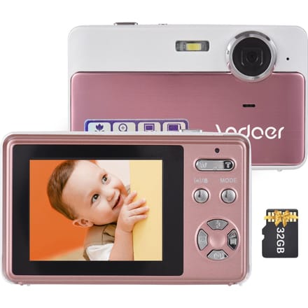 Andoer 4K Compact Digitale Camera Video Camcorder 2.4 Inch IPS Scherm 16X Digitale Zoom Antishake roze