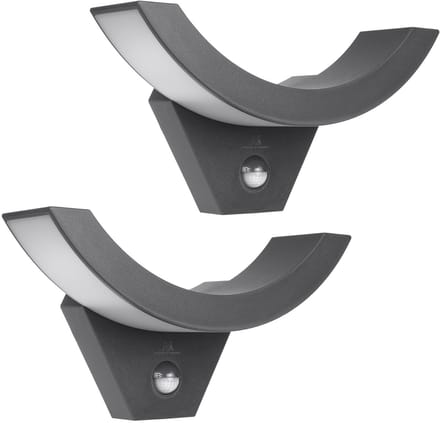 Maclean MCE290 GR - Set van 2 stuks Wandlamp - buitenlamp - LED-lamp met bewegingssensor, PIR-sensor, Grijs, 10 W, IP54, 800 lm