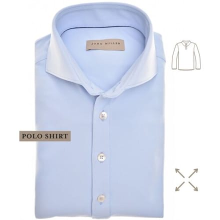 John Miller Slim-Fit Hyperstretch Long Sleeve Poloshirt Licht Blauw / male