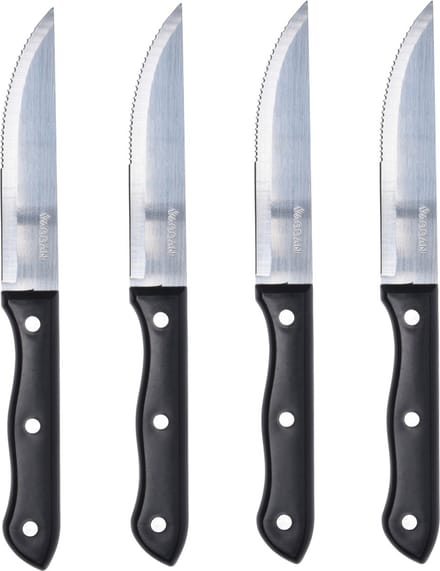 Excellent Houseware BBQ steakmessen set - 8x stuks - RVS - zilver - 33 cm - messenset - vleesmessen - bestek