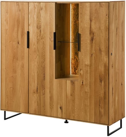 MASSIVMOEBEL24.DE wilde eik highboard blank massief hout 142x43x145 cm geolied deels gemonteerd LINDAU volledig massief #17
