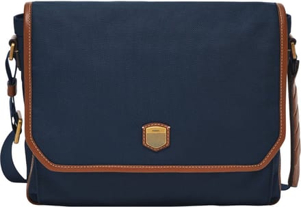 FOSSIL Schoudertas Laptoptas met laptopvak Hayes Courier Navy Donkerblauw