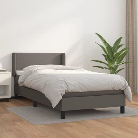 vidaXL - Boxspring - met - matras - kunstleer - grijs - 80x200 - cm