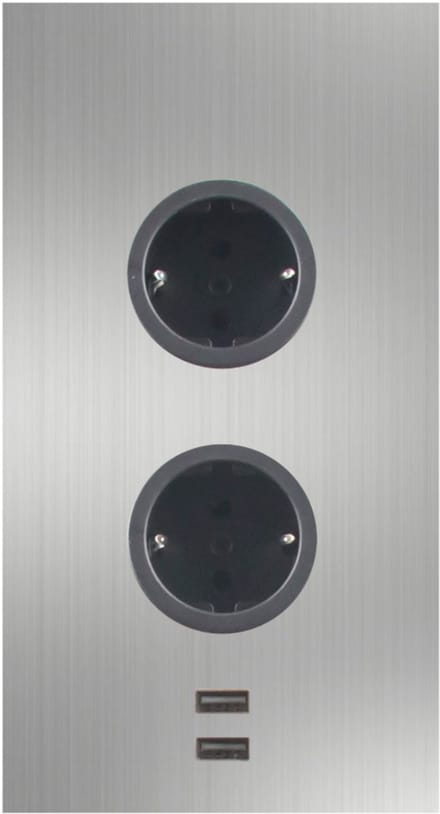 Energiezuil 2ST22, 2-V, penaarde +2x USB-A-lader RVS BELGIE