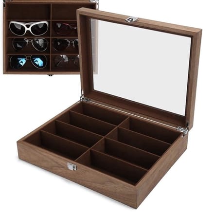 Allecto - Zonnebril Organizer - 8 Grids Opbergdoos - Houten Design