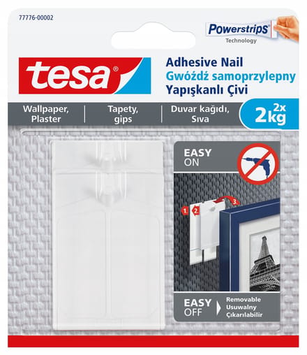 Tesa - Zelfklevende Nagel voor Stucwerk en Behang - Wit - 2kg x 2