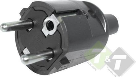 Stekker Prikkabel zwart, 230 Volt, Stekker rubber prik kabel, 16 Ampere
