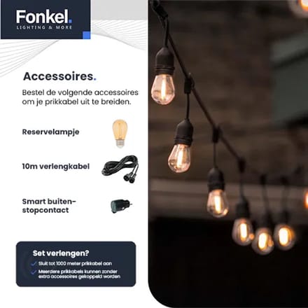 10m Arena Eco Prikkabel – Hangende lampen – Extra Warm Wit 1800K