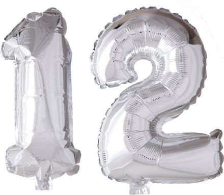 Folieballon 12 jaar Zilver 66cm