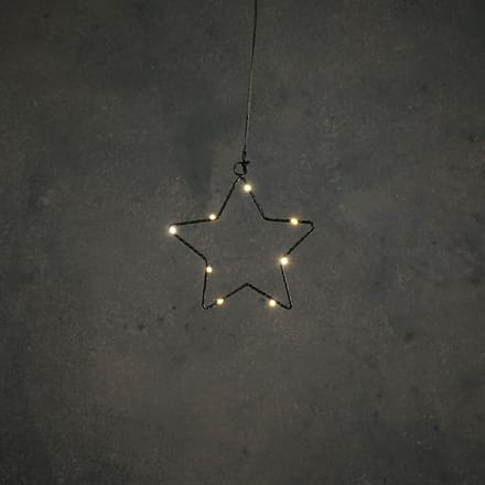 Ster zwart warm wit 8led battery operated - d15cm
