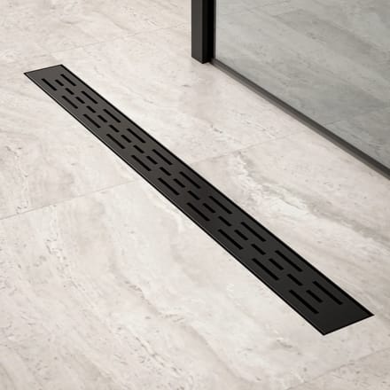 Douchegoot - 80cm - Mat Zwart - Standaard rooster- RVS - Met Flens