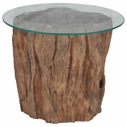 vidaXL - Salontafel - 50x40 - cm - teakhout - en - glas