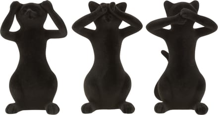 J-Line Kat Horen/Zien/Zwijgen Poly Zwart Large Assortiment Van 3