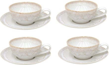 Costa Nova Taormina servies kop en schoten wit met gouden rand set van 4