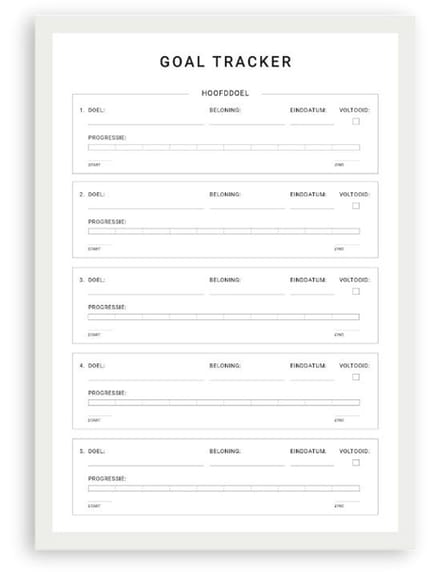 Planbooks - Goal Tracker - A4 - Doelen Planner - Deskplanner - To Do Planner