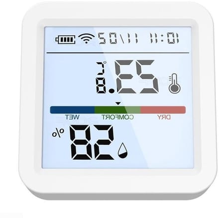 Slimme Sensor - Temperatuur Vochtigheid - Wooncomfort Bewaken - Wifi Connectiviteit - 8x8x4.5 cm - Zwart