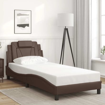 vidaXL - Bedframe - "Viana" - zonder - matras - kunstleer - bruin - 80x200 - cm