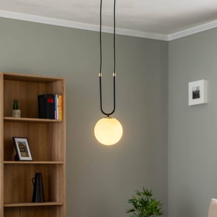 EMIBIG LIGHTING Hanglamp Glam, zwart/opaal, 1-lamp
