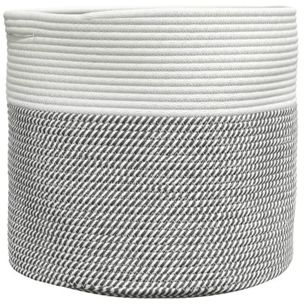 vidaXL - Opbergmand - Ø - 40x35 - cm - katoen - grijs - en - wit