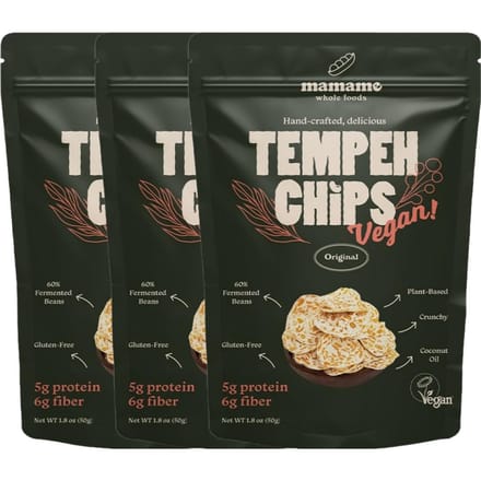 Mamame Chips de Tempeh Original Croquantes Salées Snack 50g x 3 Paquets gray