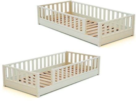 JURABABY - SONHO Kinderbed Vloerbed met matras - 90x190 - Parelwit