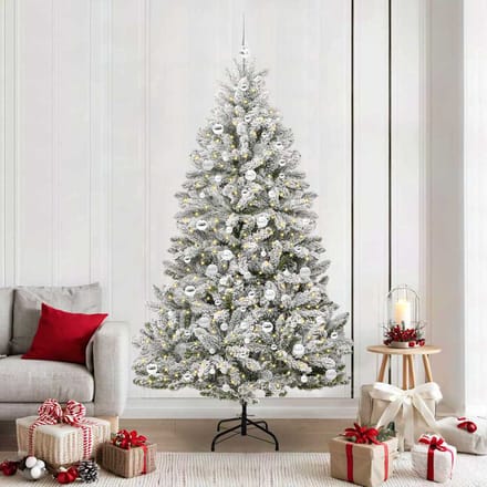 vidaXL - Kunstkerstboom - 210 - cm - 300 - LED's - Warmwit - PVC - en - Staal
