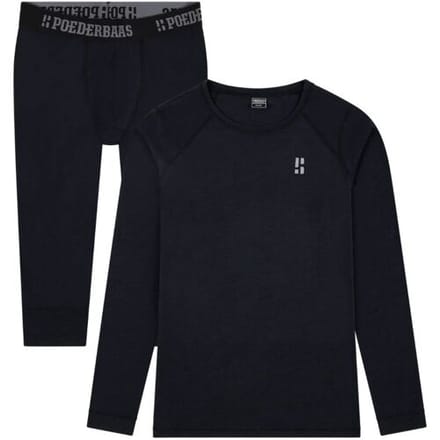 Poederbaas Thermoset Merinowol Heren - Thermoshirt + Thermolegging 3/4 - Zwart - Maat M