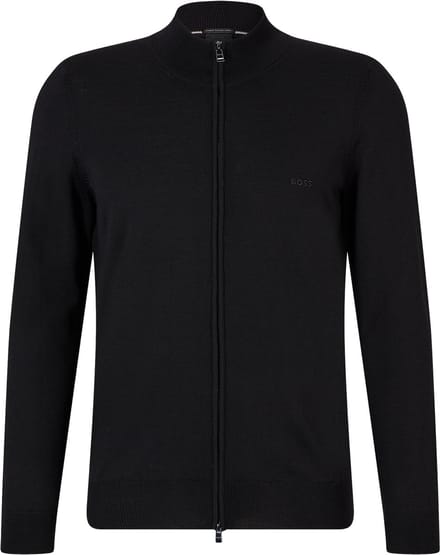 BOSS Balonso regular fit vest wol - heren vest middeldik - zwart