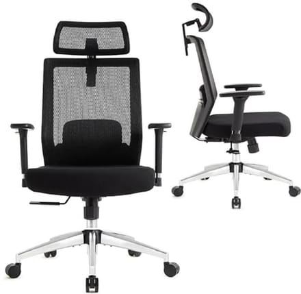 Ergonomische Bureaustoel met Hoge Rugleuning en Verstelbare Lendensteun