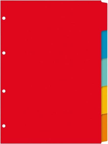 10 x Kartonnen tabbladen Kangaro * 4-gaats * 5-tabs * assorti * beschrijfbaar