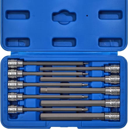 10-delige Extra Lange Inbus Bit Socket Set (3/8" Drive) - SAE Maten 1/16" tot 1/2"