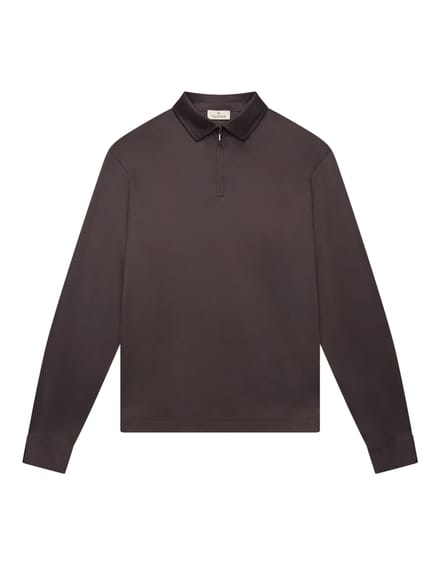 Valenza Supima Polo Zip Collar L/s Polos Donkerbruin 1172