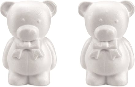 Piepschuim hobby knutselen vormen/figuren dieren - 2x - beer/beren - 20 cm - wit