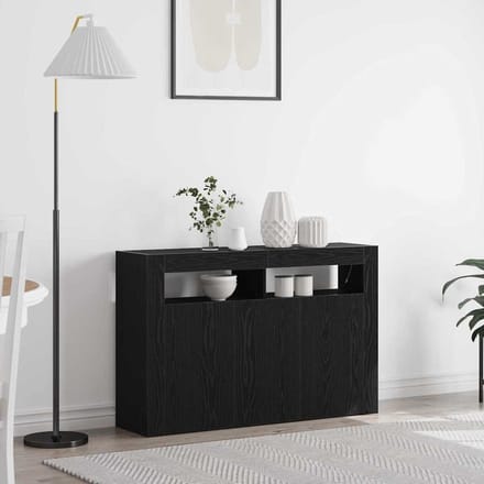 vidaXL - Dressoir - Zwart - Eiken - 116 - x - 30 - x - 75 - cm - Bewerkt - hout