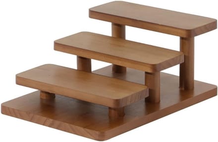 Glazen Display Stand - Sieraden Rek - Opslag Thuis - Houten Basis - 2 Niveaus - Natuurlijk Hout