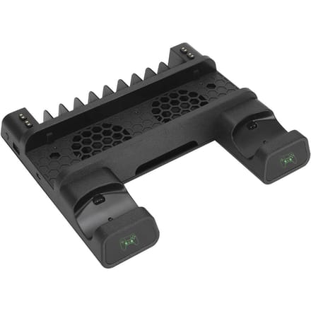 Multifunctionele Warmteafvoer Ventilatorbasis Opbergrek Controller Dubbele Oplader met LED-licht black