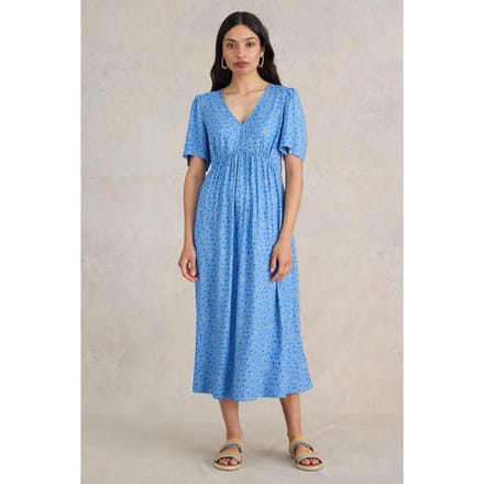 White Stuff Lucy Midi Dress Blue Multi Größe: 24 REGULAR | Midikleider Outlet | Damen | Blau