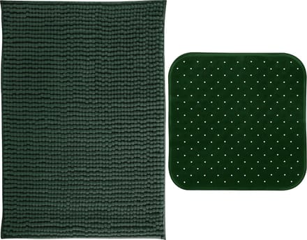 MSV Douche anti-slip mat en droogloop mat - Sevilla badkamer set - rubber/microvezel - donkergroen