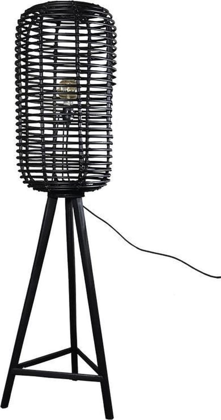 Rotan Vloerlamp Zwart - Ø36xH140 cm