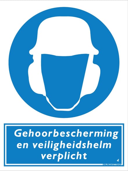 Gehoorbescherming en veiligheidshelm verplicht bord - Forex - 30 x 40 cm