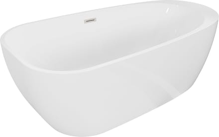 Mexen Giada vrijstaande badkuip 170 x 90 , wit glans, geborsteld nikkel overloop - 52741709000-97