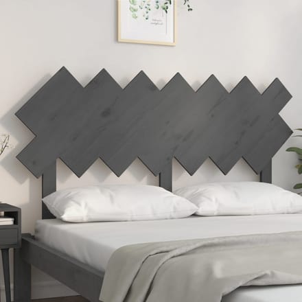 vidaXL - Hoofdbord - 151,5x3x81 - cm - massief - grenenhout - grijs