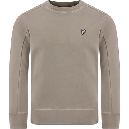 Herensweatshirt met ronde hals van Lyle and Scott in beige, geverfd met natuurlijke verf.