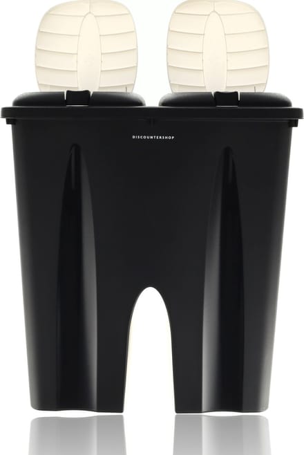 Afvalemmer met Deksel -50liter -Afvalscheiding prullenbak -Afvalbak -(2x 25L) Zwart