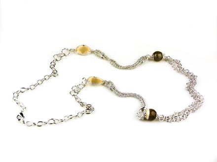model Monaco collier in brons zilverkleurig met beige bruine stenen