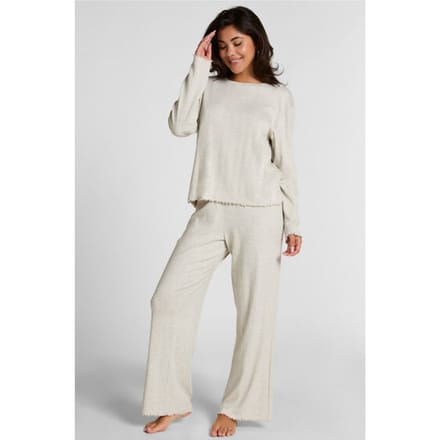 Hunkemöller Dames Nachtmode Pyjamabroek Loose Pointelle - Grijs - maat L