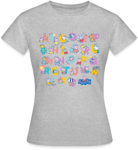 Peppa Pig Ontwerp Alfabet Met Peppa T-Shirt Dames