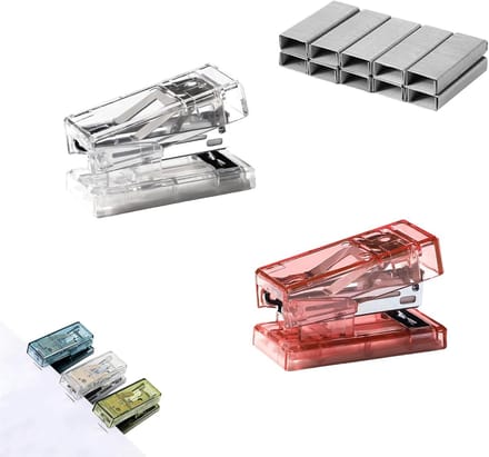 Mini Nietmachine Set - Compacte Kantoorartikelen - Papier Verwerken - Transparante Behuizing - 2 Stuks - Rood Wit