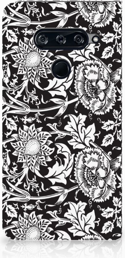 LG V40 Thinq Smart Cover Black Flowers