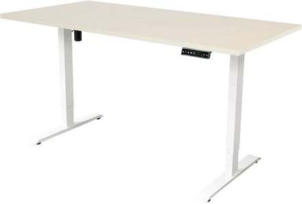 Sedero Elektrisch verstelbaar bureau - 140x80 cm - Single motor - Wit Frame met Licht eiken
